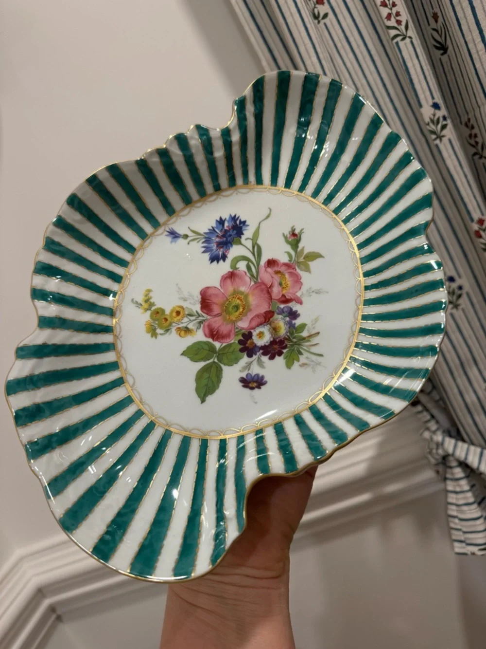 Elios Hand Painted Floral Porcelain Tray- hand-painted tray -bowl 12”